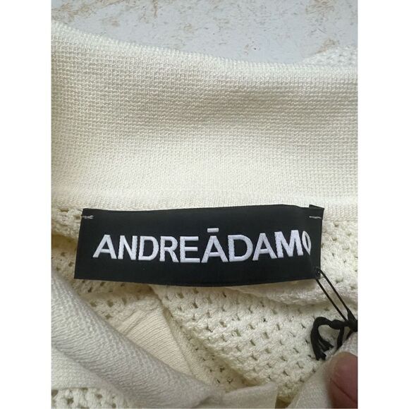 ANDREADAMO Womans Fish Net Polo Knit Sz S Ivory NWT - Picture 3 of 7